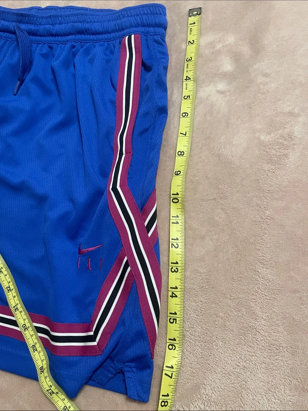 Nike Royal Blue Mens Athletic Shorts with Magenta and White Side Stripes